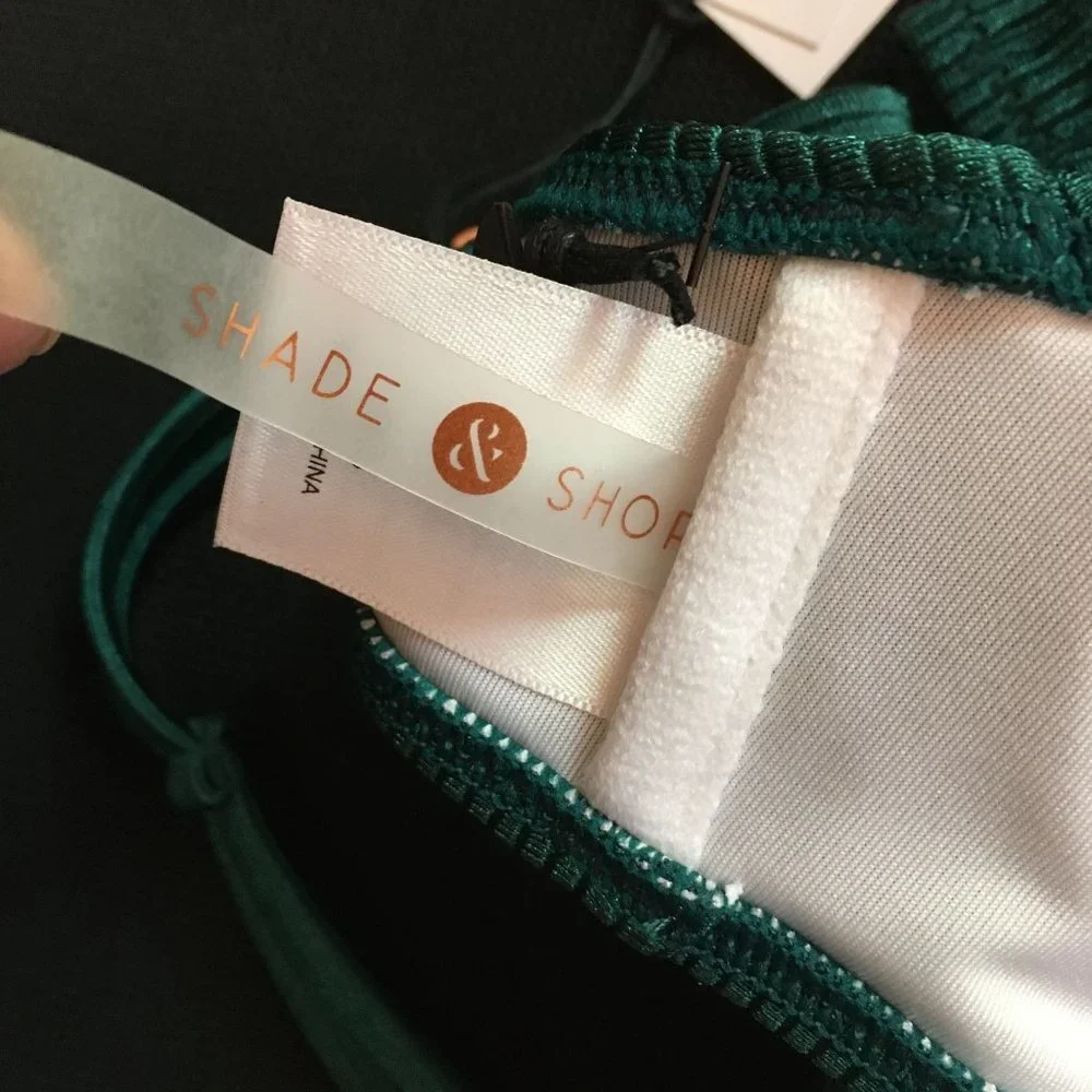 NWT Shade & Shore Triangle Bikini Top Underwire Ribbed Evergreen Size 32B